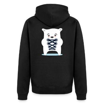 BAYERN EISBÄR TRACHTEN ERSATZ DIRNDL - Unisex Premium Bio Zip Hoodie - Schwarz - Hinten - Nico (187cm)