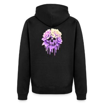 Blüten des Verfalls: Pastell-Gothic-Melancholie - Unisex Premium Bio Zip Hoodie - Schwarz - Hinten - Nico (187cm)