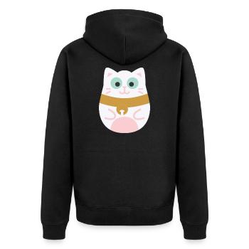 Maneki Neko L Chat porte-bonheur japonais - Veste à capuche bio Premium Unisexe - noir - Dos - Nico (187cm)
