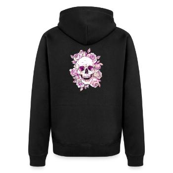 Crâne vif et Rose Art Design - Veste à capuche bio Premium Unisexe - noir - Dos - Nico (187cm)