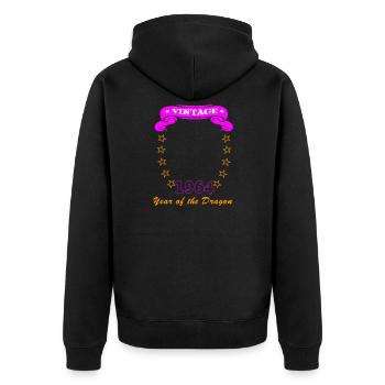 Geburtstag im Jahr des Drachen für Portrait - Unisex Premium Bio Zip Hoodie - Schwarz - Hinten - Nico (187cm)