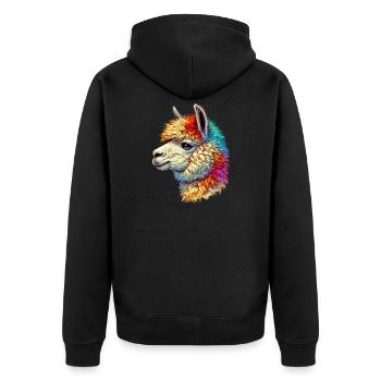 Alpaka - Unisex Premium Bio Zip Hoodie - Schwarz - Hinten - Nico (187cm)