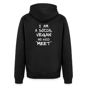 Végétalien social - Veste à capuche bio Premium Unisexe - noir - Dos - Nico (187cm)