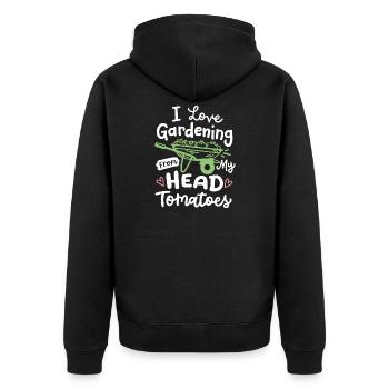 Gartenarbeit Gärtner - Unisex Premium Bio Zip Hoodie - Schwarz - Hinten - Nico (187cm)
