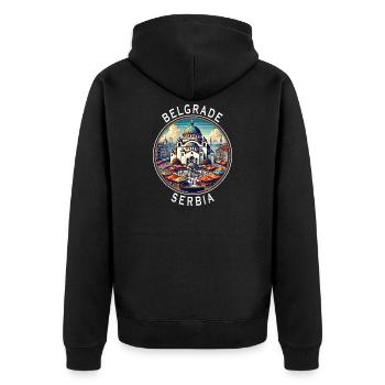 Belgrade Serbia Beograd Design - Unisex Premium Organic Zip Hoodie - black - Back - Nico (187cm)