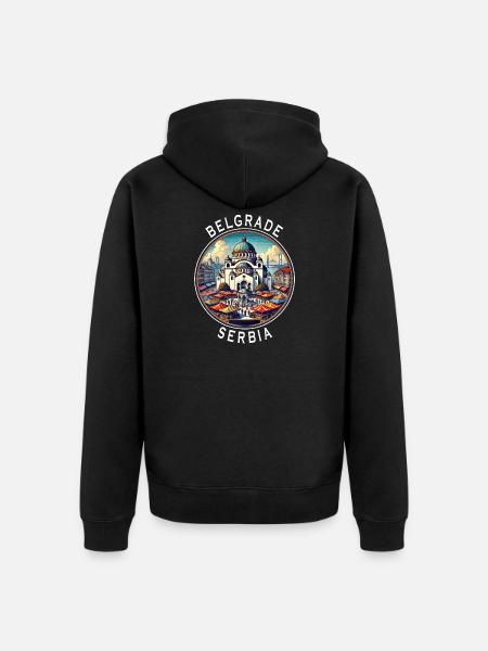 Belgrade, Serbie, Beograd Design - Veste à capuche bio Premium Unisexe - noir