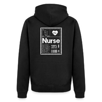 Krankenschwester Herzschlag Icon T-Shirt - Unisex Premium Bio Zip Hoodie - Schwarz - Hinten - Nico (187cm)