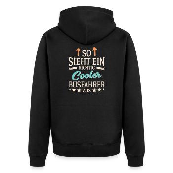 So sieht ein cooler Busfahrer aus Fernfahrer - Unisex Premium Bio Zip Hoodie - Schwarz - Hinten - Nico (187cm)