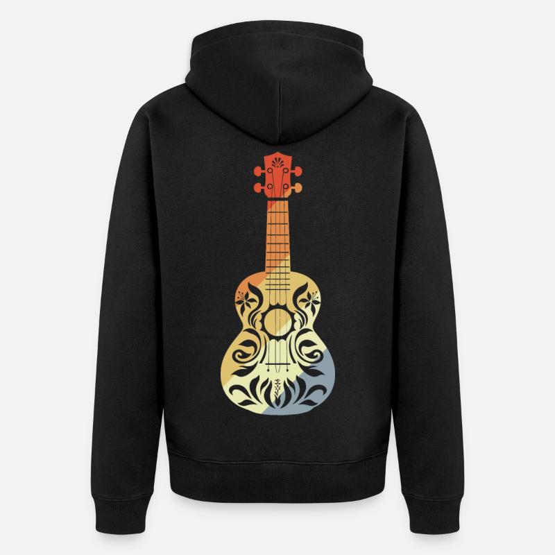 Ukulélé Graphique Rétro - Veste à capuche bio Premium Unisexe - noir