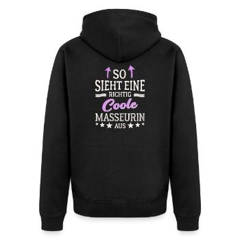So sieht eine richtig coole Masseurin aus Massage - Unisex Premium Bio Zip Hoodie - Schwarz - Hinten - Nico (187cm)