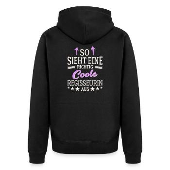 So sieht eine richtig coole Regisseurin aus - Unisex Premium Bio Zip Hoodie - Schwarz - Hinten - Nico (187cm)