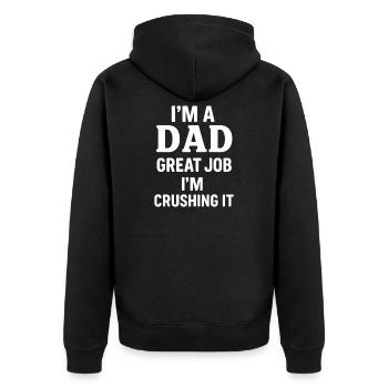 Papa fier - Fiable et confiant - Veste à capuche bio Premium Unisexe - noir - Dos - Nico (187cm)