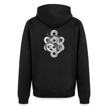 Nœud serpent à l’aspect argenté – mystique et noble - Veste à capuche bio Premium Unisexe - noir - Dos - Nico (187cm)