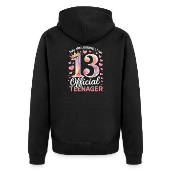13th birthday teenager gift - Unisex Premium Organic Zip Hoodie - black - Back - Nico (187cm)