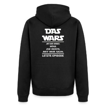 Rente Spruch - Unisex Premium Bio Zip Hoodie - Schwarz - Hinten - Nico (187cm)