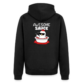 Henne in der Badewanne Cool Style - Unisex Premium Bio Zip Hoodie - Schwarz - Hinten - Nico (187cm)