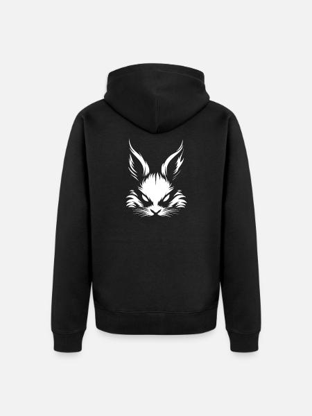 bad rabbit knows :) - Unisex Premium Organic Zip Hoodie - black