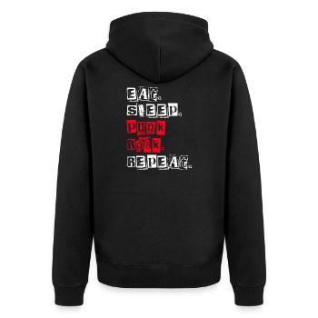 Eat Sleep Punk Rock Repeat - Unisex Premium Bio Zip Hoodie - Schwarz - Hinten - Nico (187cm)