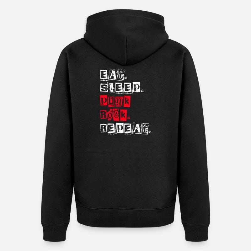 Eat Sleep Punk Rock Repeat - Unisex Premium Bio Zip Hoodie - Schwarz