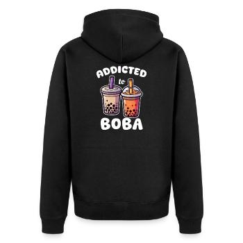 Addicted to the Colorful Boba - Unisex Premium Organic Zip Hoodie - black - Back - Nico (187cm)