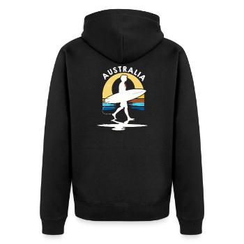 Surfer Australia at sunset - Unisex Premium Organic Zip Hoodie - black - Back - Nico (187cm)