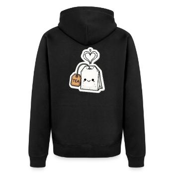 Sachets de thé kawaii avec vapeur de cœur - Veste à capuche bio Premium Unisexe - noir - Dos - Nico (187cm)