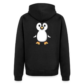 Süßer Cartoon-Pinguin Illustration - Unisex Premium Bio Zip Hoodie - Schwarz - Hinten - Nico (187cm)