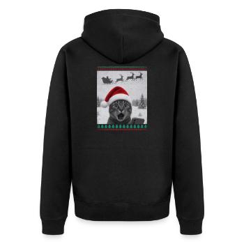 Drôle Laid, Noël, Chats, Selfie, Noël - Veste à capuche bio Premium Unisexe - noir - Dos - Nico (187cm)