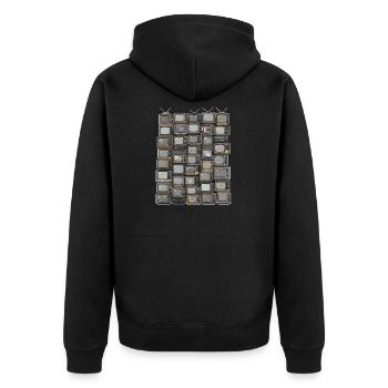 Collage de piles TV rétro - Veste à capuche bio Premium Unisexe - noir - Dos - Nico (187cm)