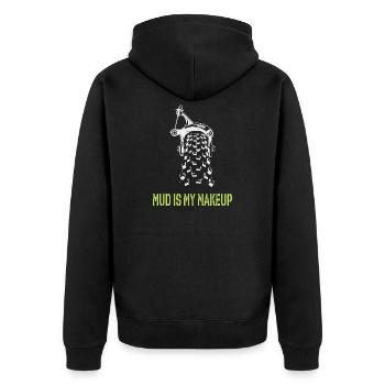 Mud is my Makeup - Unisex Premium Organic Zip Hoodie - black - Back - Nico (187cm)