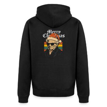 Rétro Schopenhauer Père Noël Portrait T-shirt de Noël - Veste à capuche bio Premium Unisexe - noir - Dos - Nico (187cm)