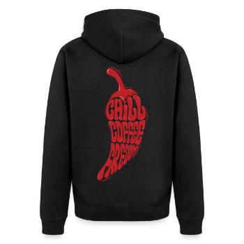 CHILL COFFEE FREEDOM - let's talk - Unisex Premium Organic Zip Hoodie - black - Back - Nico (187cm)