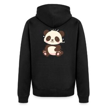 Cute Panda – Dessin animé de graffiti ludique - Veste à capuche bio Premium Unisexe - noir - Dos - Nico (187cm)