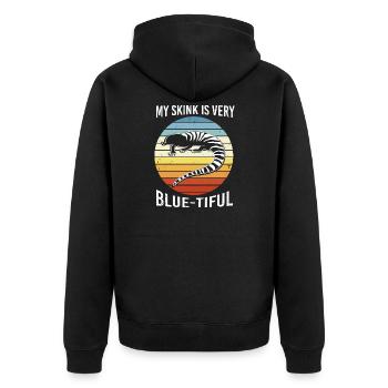 Lizard Blue Tongue - Unisex Premium Organic Zip Hoodie - black - Back - Nico (187cm)