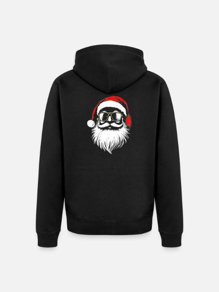 Cooler Santa Claus, Nikolaus, Weihnachtsmann - Unisex Premium Bio Zip Hoodie - Schwarz