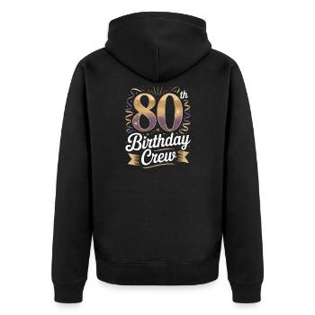 Équipe du 80e anniversaire - Veste à capuche bio Premium Unisexe - noir - Dos - Nico (187cm)