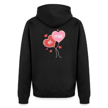 Be Mine – Botschaft der Liebe - Unisex Premium Bio Zip Hoodie - Schwarz - Hinten - Nico (187cm)