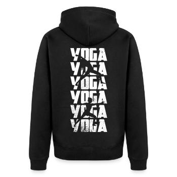 Yoga - Unisex Premium Organic Zip Hoodie - black - Back - Nico (187cm)