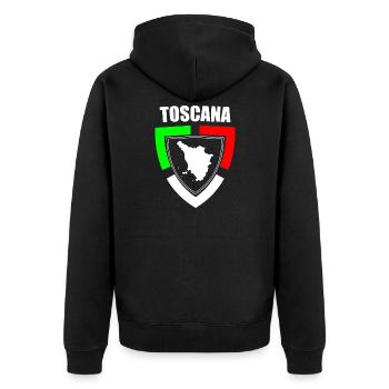 Souvenir toscane en t-shirt tricolore d’Italie - Veste à capuche bio Premium Unisexe - noir - Dos - Nico (187cm)