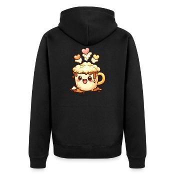 Kaffeelächeln Latte Mug Herz - Unisex Premium Bio Zip Hoodie - Schwarz - Hinten - Nico (187cm)