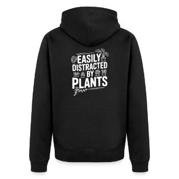 Easily Distracted by Plants - Unisex Premium Organic Zip Hoodie - black - Back - Nico (187cm)