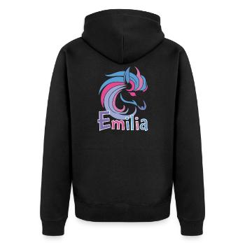 Emilia Pastel Horse Magic - Unisex Premium Organic Zip Hoodie - black - Back - Nico (187cm)