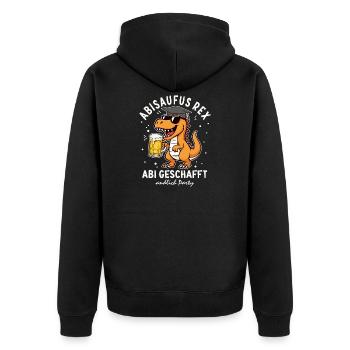 Lustiges Abi Geschafft Abisaufus Rex Abitur Party - Unisex Premium Bio Zip Hoodie - Schwarz - Hinten - Nico (187cm)