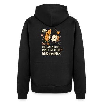 Zöliakie Brot Gegner Humor Design - Unisex Premium Bio Zip Hoodie - Schwarz - Hinten - Nico (187cm)