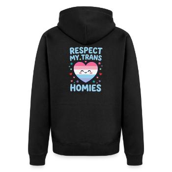 Mois de la fierté LGBTQ - Respect My Trans Homies - Veste à capuche bio Premium Unisexe - noir - Dos - Nico (187cm)