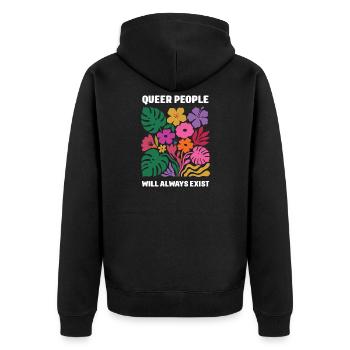 Mois de la Fierté LGBTQ - Les personnes queer existeront toujours - Veste à capuche bio Premium Unisexe - noir - Dos - Nico (187cm)