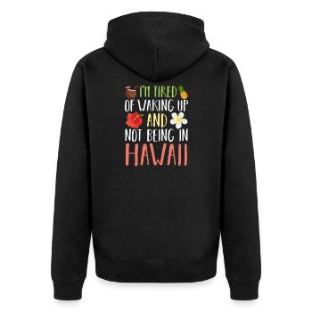 Hawaii - Unisex Premium Bio Zip Hoodie - Schwarz - Hinten - Nico (187cm)