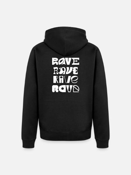 Typographie Rave - Veste à capuche bio Premium Unisexe - noir