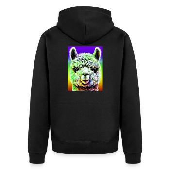 Alpaka - Unisex Premium Bio Zip Hoodie - Schwarz - Hinten - Nico (187cm)