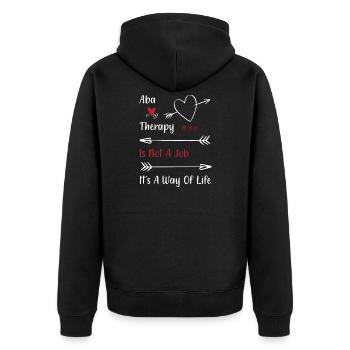 Verhaltenstherapie Therapie Verhalten - Unisex Premium Bio Zip Hoodie - Schwarz - Hinten - Nico (187cm)